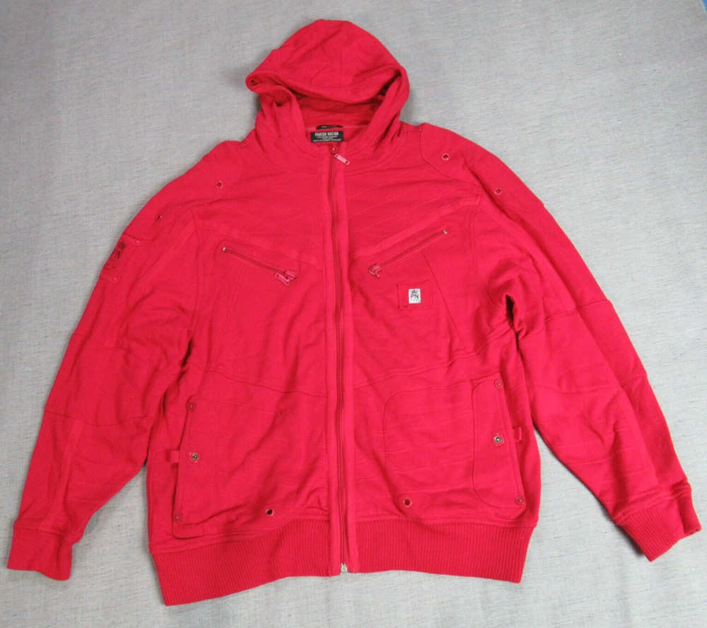 Parish Nation Hoodie Mens Size 2XL Red Full Zip Jacket Oversized Modern Hip Hop